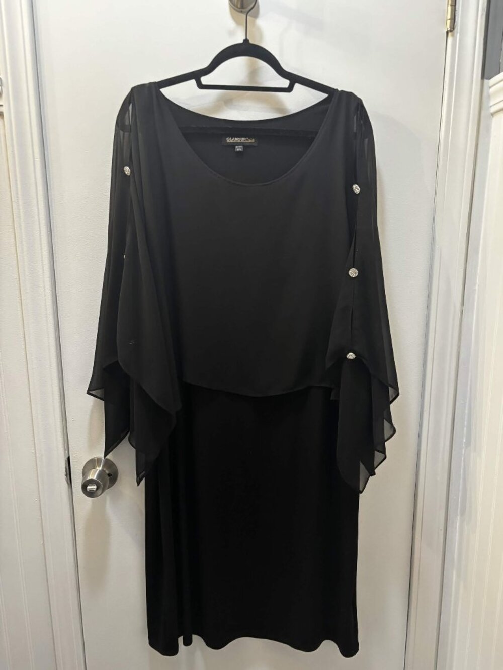 Glamour Nights Flowy Mesh Dress with Button Details